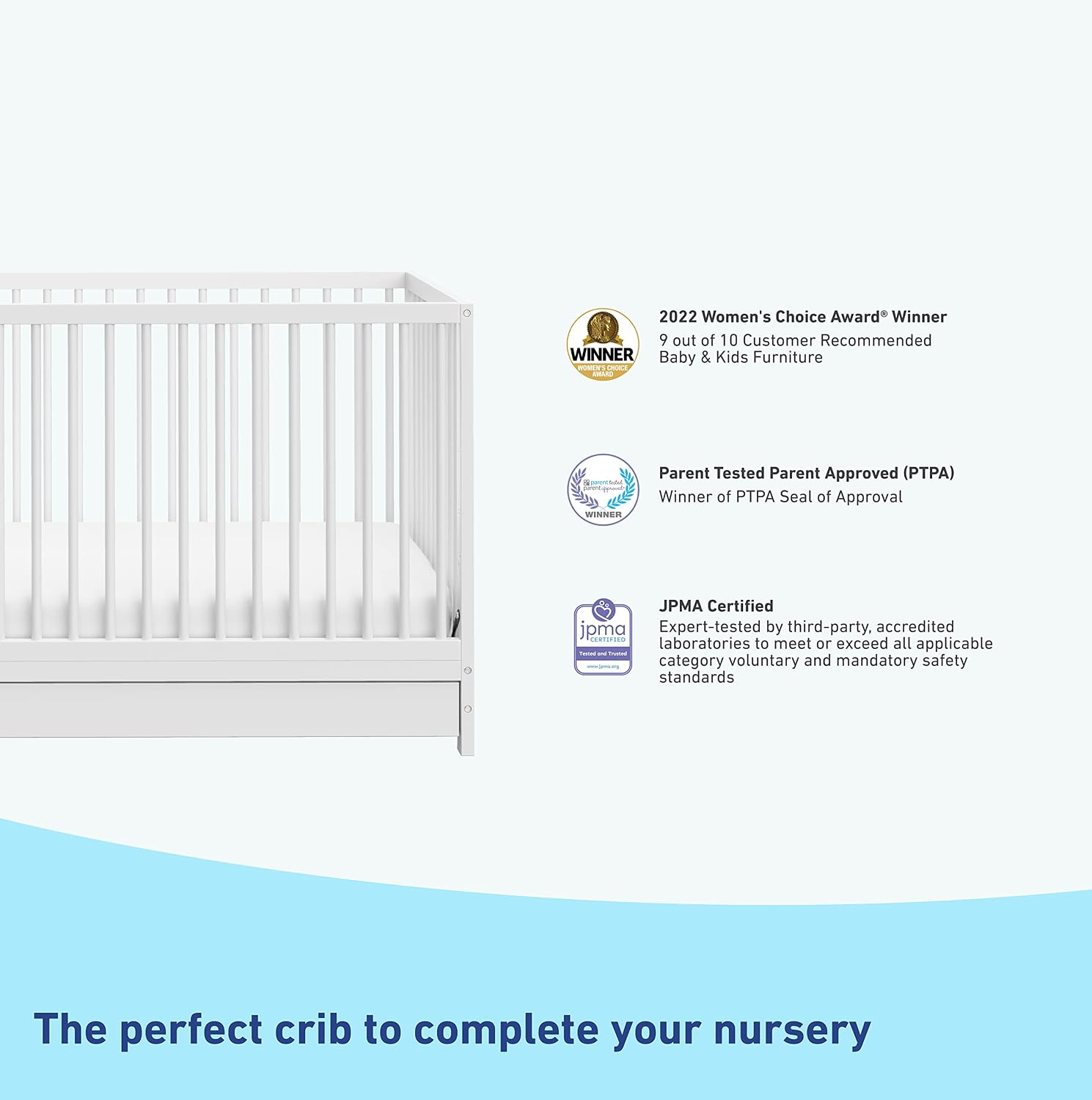 Graco Teddi 5-in-1 Convertible Crib with Drawer – GREENGUARD Gold Certified, Full-Size Nursery Storage Drawer, Baby Crib Converts to Toddler Bed, Daybed and Full-Size Bed (White)