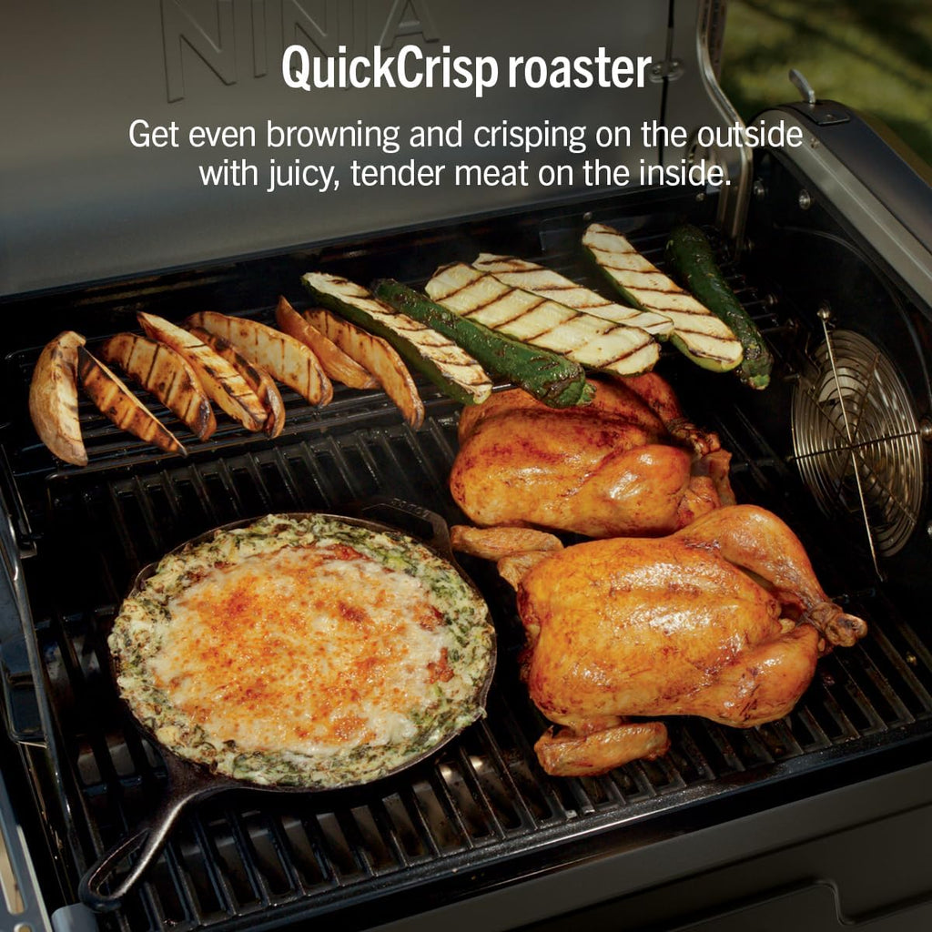 Ninja FlexFlame Grill and Smoker | Electric and Propane Grill, Roaster, BBQ Grill | 5-in-1 Cooking System | 3 Burner | Digital Control | Outdoor Cooking, Griddle, Pizza Maker | Black | PG301BK