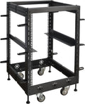 RIVECO 15U 19' Adjustable Depth Server Rack Support Up to 1700LBS Floor Standing 4 Post Rack with L Rails & Load-Bearing Casters Universal for Network Equipment Black
