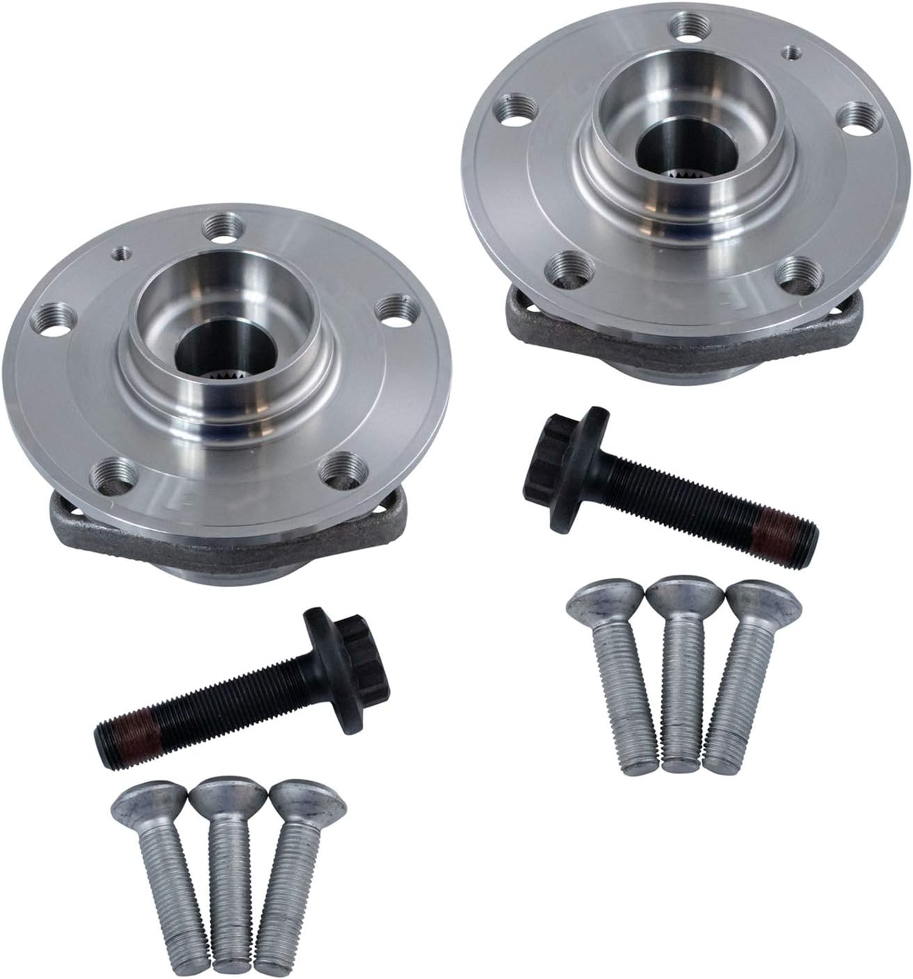 TRQ 2 Piece Front Rear Wheel Bearing & Hub Assembly Set with ABS Sensor Compatible with 2015-2020 Audi A3 A3 Quattro 2017-2018 A3 Sportback e-tron 2019-2023 Q3 2022-2023 RS3 S3 2016-2023 TT Quattro 2