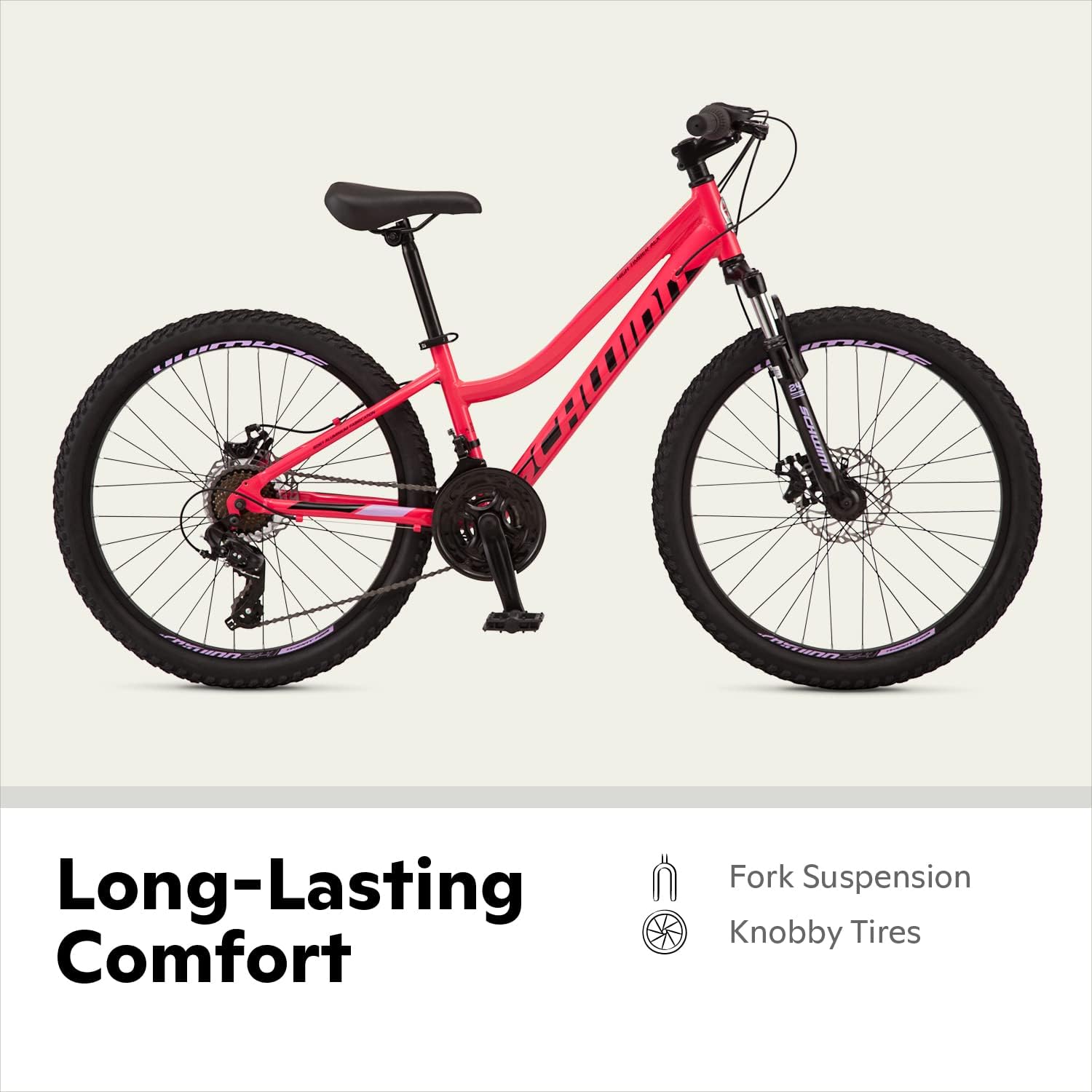 Schwinn High Timber Mountain Bike for Adult Youth Men Women Boys Girls, 24 to 29-Inch Wheels, 7 or 21-Speeds, Front Suspension, Aluminum and Steel Frame Options