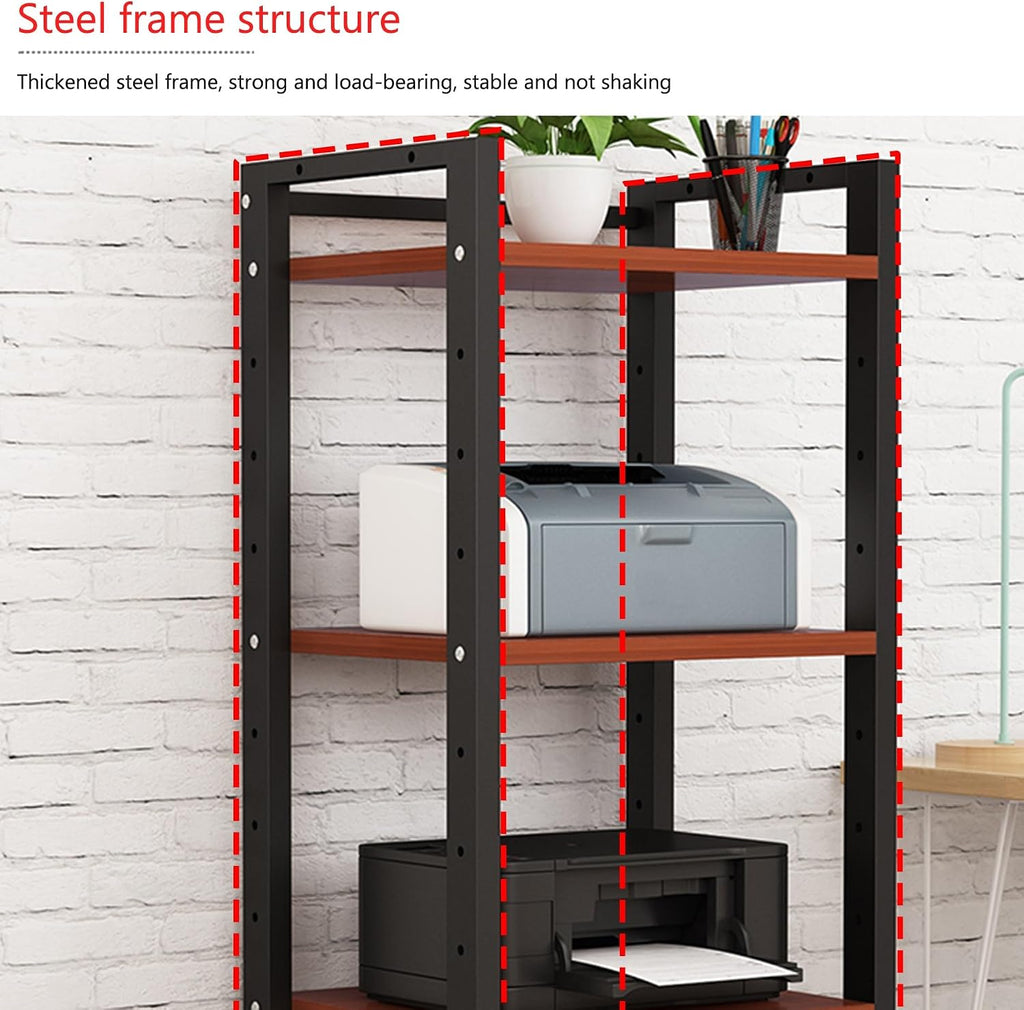 Modern Media Storage Cabinet - Adjustable Height Audio Rack & Stereo Stand, 5/6/7 Shelves for Video Game Consoles & Entertainment Components - Ideal for Home, Office & Theater (Wood Finish)