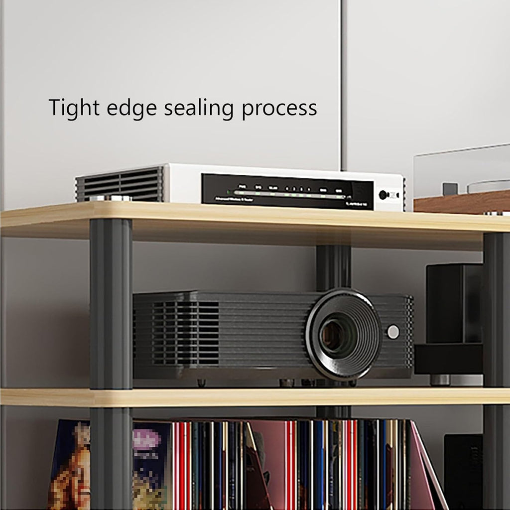 AV Media Stand, Audio Rack Corner Component Cabinet, Open Storage Shelf, Power Amplifier Shelf Equipment, TV Printer Storage Stand, for Home, Office(Natural,4 Tier 70CM27.5in)