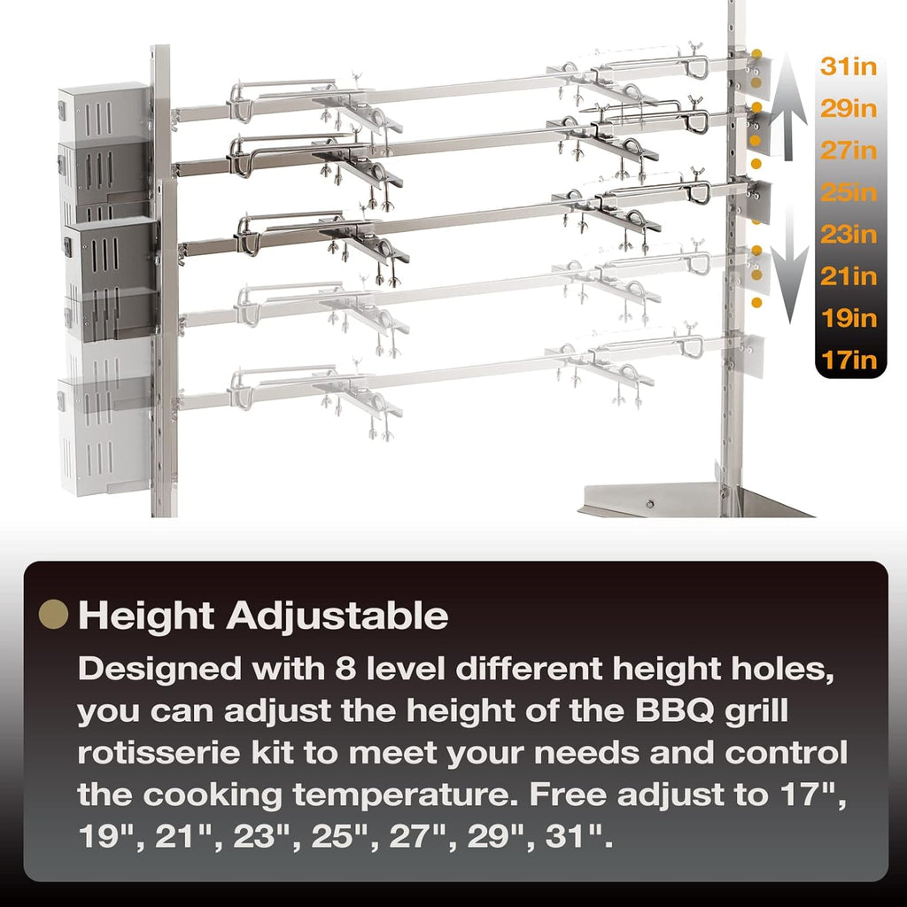 DEWOSEN 46' Outdoor Electric Rotisserie Grill Kit | 125LBS Pig Spit Rotisserie Grill | 45W Rotatable Motor BBQ Rotisserie Kit | Height Adjustable Spit Roaster Stand for Roasting Pig Lamb
