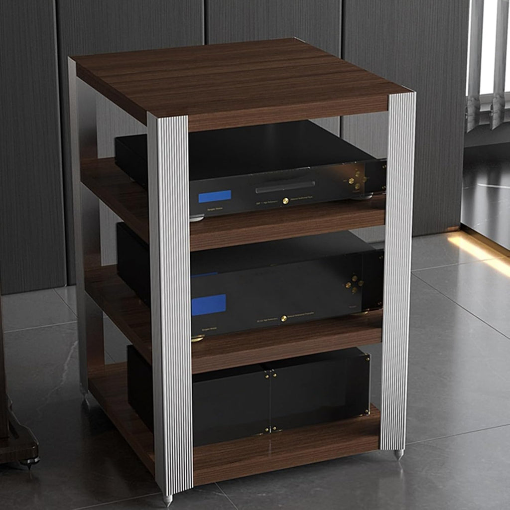 Modern Stereo Cabinet AV Media Stand, Record Player Stand & Audio Video Media Storage for Living Room, Meeting & Recording Room (62x49x59cm/24.4x19.3x23.2in)