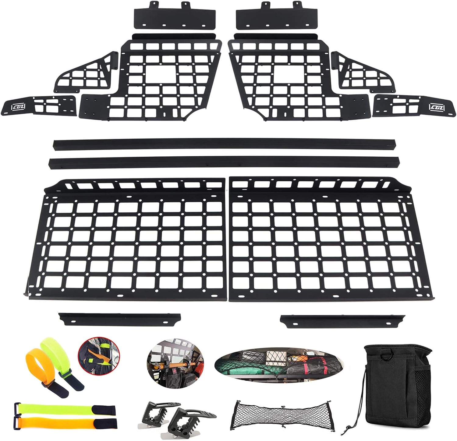 ITrims Car Trunk Organizer for Toyota Prado J150 / Lexus GX460 2010-2024 Interior Modular Storage Molle Panel Shelf Rear Trunk Luggage Carrier Cargo Rack Basket(No Speaker)