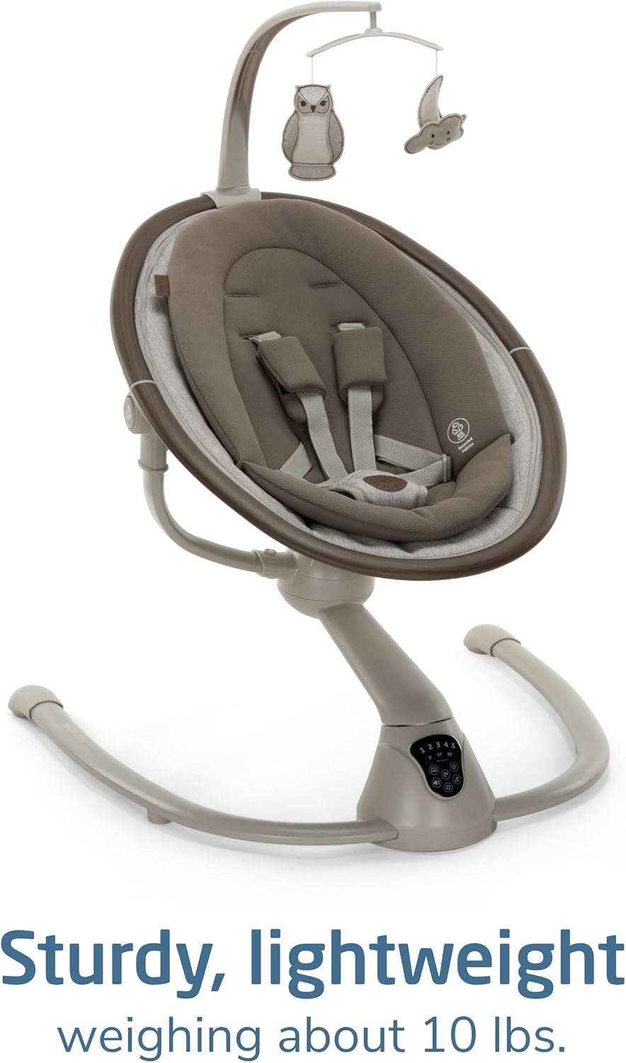Maxi-Cosi Cassia Smart Baby Swing for Infants, Portable Foldable Swing with Music, 360 Rotation, 5 Speeds, 12 Melodies, EcoCare Fabric, Auto Motion Sensor, 2 Reclines, Truffle