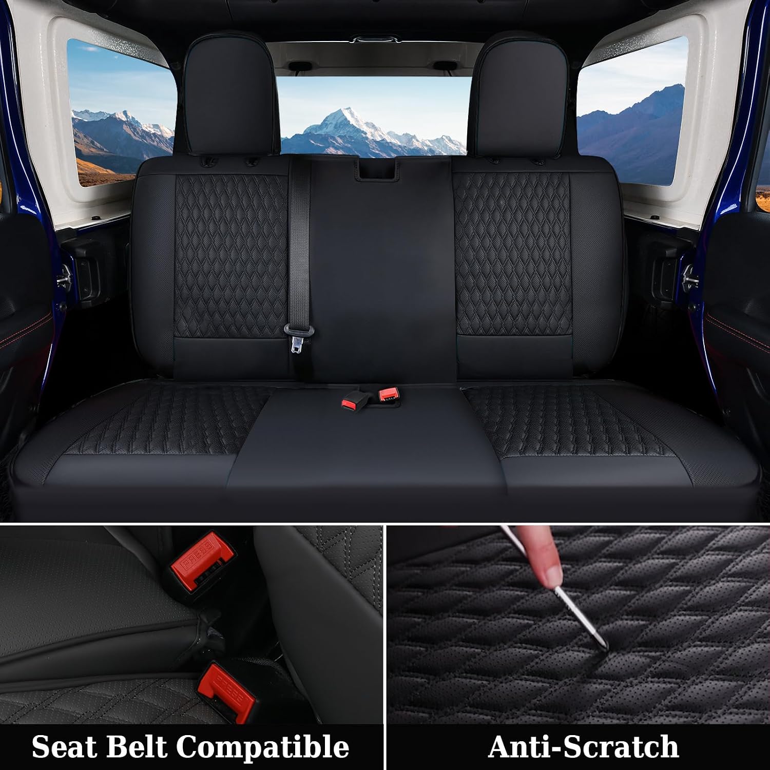 Coverado Seat Covers Full set for Jeep Wrangler, Waterproof Car Seat Covers for Truck Automotive Seat Covers Custom Fit for 2008-2012 Jeep Wrangler JK 2-Door, Full Coverage Wrangler Seat Covers(Black)