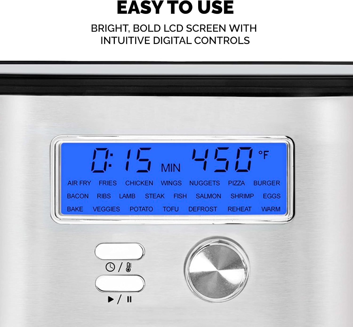Kalorik MAXX® Plus Digital 7-Quart, 7-in-1 Oilless Air Fryer, LCD Display, 22 Smart Presets, 5 Accessories, and Recipe Book, 1750W, Stainless Steel, FT 50928 OW