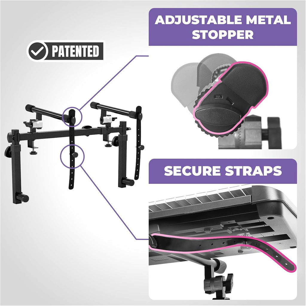 Liquid Stands 3 Tier Keyboard Stand w/ Wheels Music Studio Desk for Music Production - Electric Digital Pianos Synths for 49 54 61 88 Key - Rolling Home Recording Studio Workstation DJ Keyboard Table