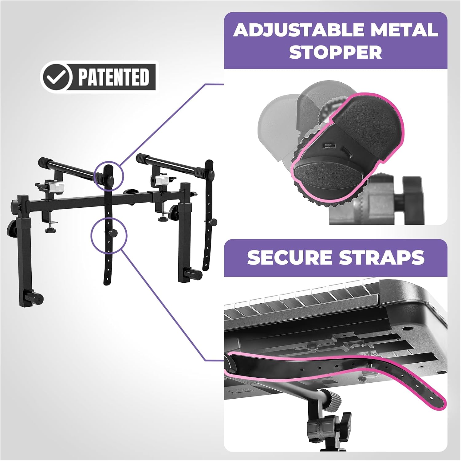 Liquid Stands 3 Tier Keyboard Stand w/ Wheels Music Studio Desk for Music Production - Electric Digital Pianos Synths for 49 54 61 88 Key - Rolling Home Recording Studio Workstation DJ Keyboard Table
