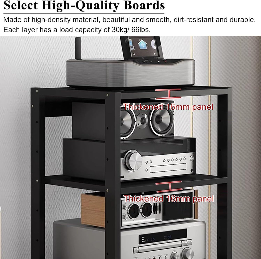 5/6/7-Tier AV Media Stand HiFi Racks Multifunctional Stereo Cabinet Media Storage Shelf for Audio-Video Equipment Record Player DVD Entertainment Unit(5-Tier)