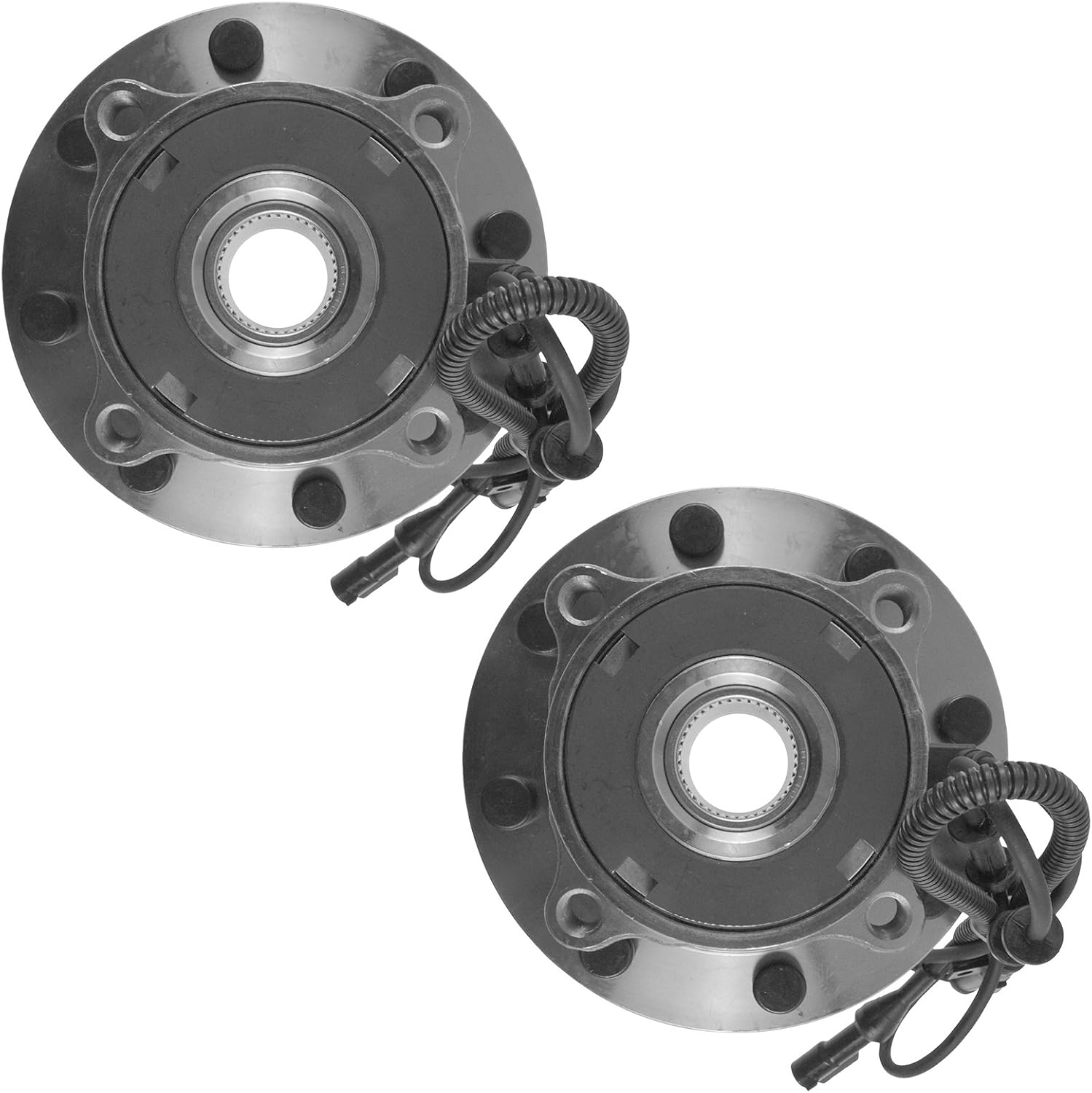 TRQ 2 Piece Front Wheel Bearing & Hub Assembly Set 4WD Compatible with 2000-2002 Ford Excursion 1999-2004 F-250 Super Duty F-350 Super Duty
