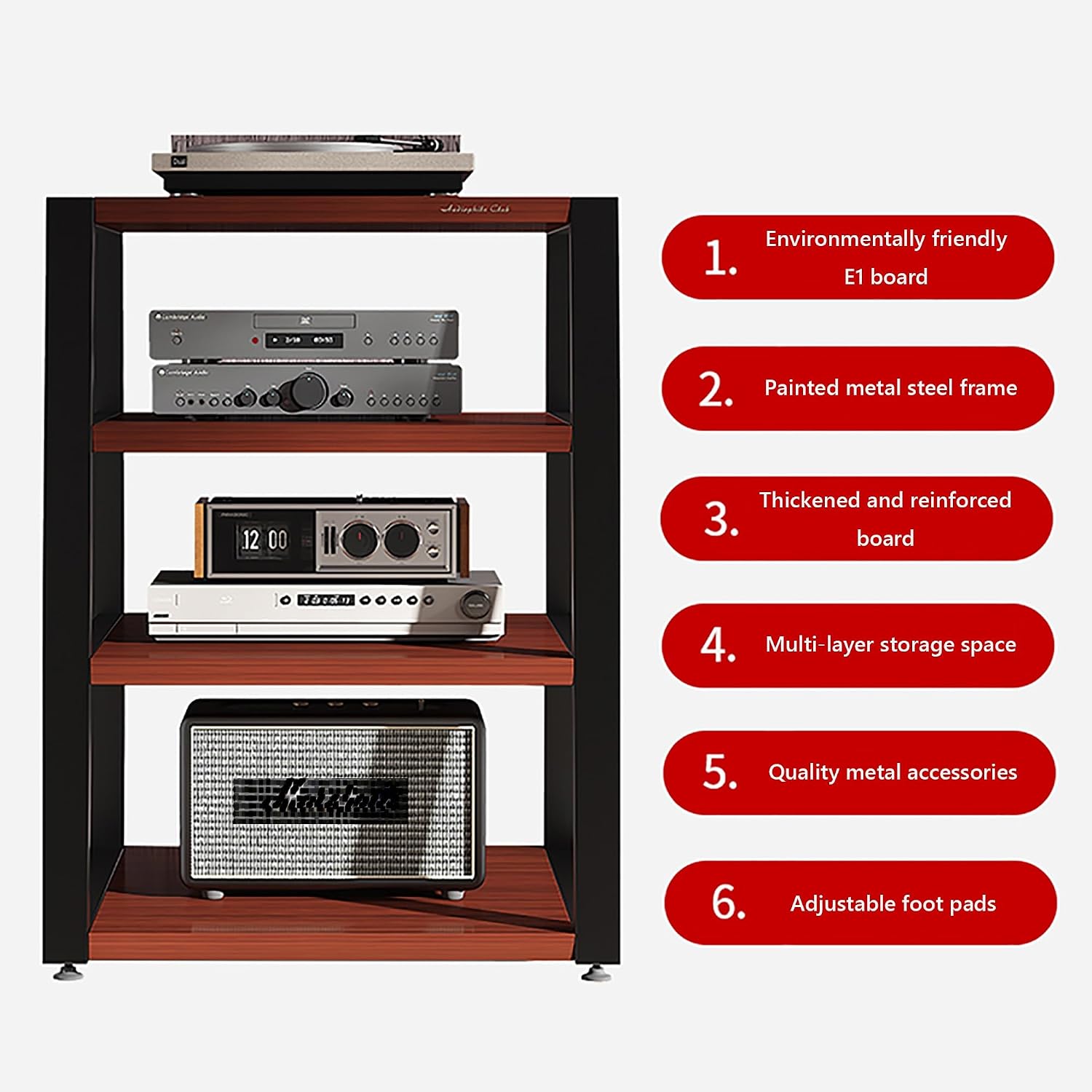 Audio-Video Shelving, Corner Media Stand with Adjustable Shelves, Small Entertainment Center, and Media Cabinet with Storage for AV Equipment, Stereo Racks and Stands(Black,60x52x35cm)