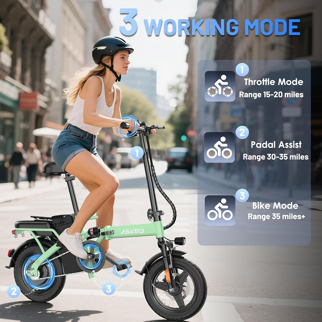Foldable Electric Bike for Adults and Teens, 740W Peak Motor Ebike with 48V 10AH/20AH Removable Battery, 30-60 Miles PAS Range, 14' Folding Mini E-Bike, 20MPH Electric Bicycle for Daily Commuting
