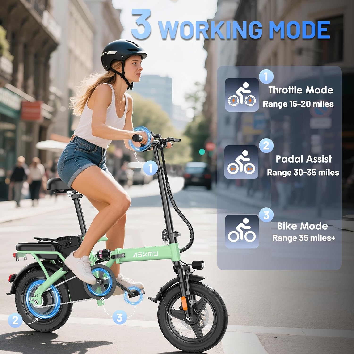 Foldable Electric Bike for Adults and Teens, 740W Peak Motor Ebike with 48V 10AH/20AH Removable Battery, 30-60 Miles PAS Range, 14' Folding Mini E-Bike, 20MPH Electric Bicycle for Daily Commuting