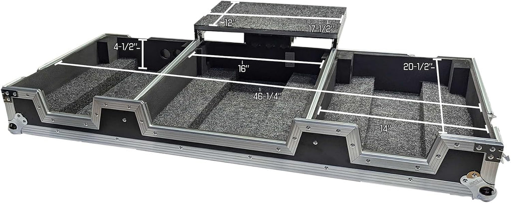 Harmony Audio Cases HCCRSS12DJMA9WLT DJ Flight Case Compatible with Pioneer DJ PLX-CRSS12 & DJM-A9 4 CH with Laptop Shelf, Wheels and Adjustable Foam Velcro Inserts - Black
