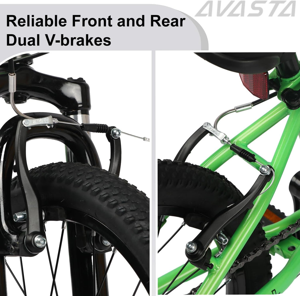 AVASTA Govet 20'' Kids Mountain Bike for 6-12 Years Old Boys Girls with Suspension Fork, 6 Speeds Drivetrain, Multiple Colors
