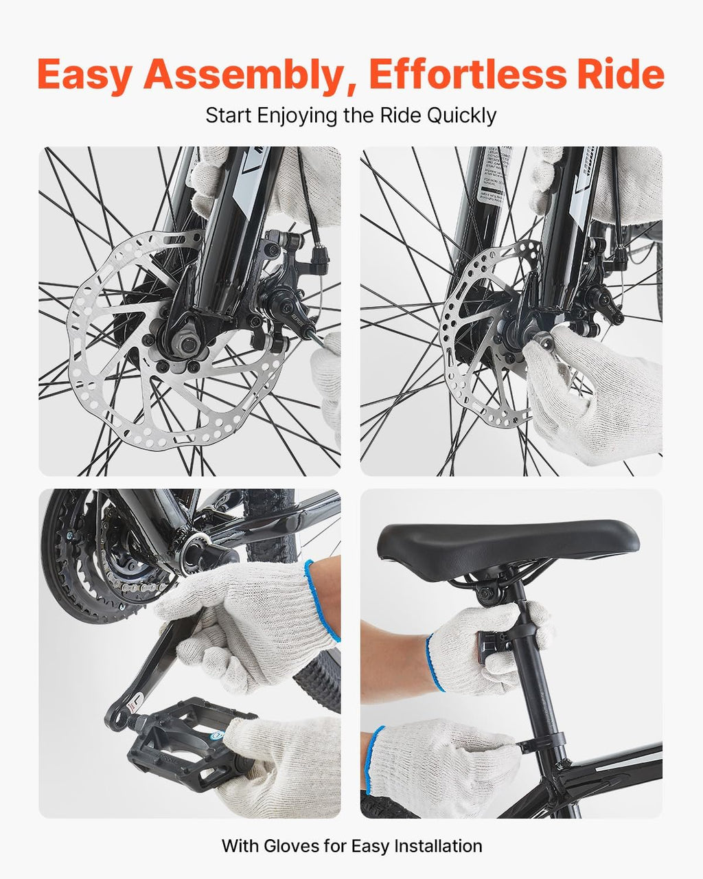 VEVOR Mountain Bike for Men/Women, 20'/26'/29' Sizes, 7/21/24 Speed Twist Shifting, Front or Dual Suspension, Dual Disc Brakes, Comfort Saddle, Sleek Colors