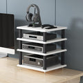 Audio Rack Tower AV Media Stand Audio-Video Media Stand, Storage Rack Audio Tower Thickened Steel Pipe, Equipment Console Shelf for Home Office Theater(White)