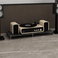 4-Media Stand White Entertainment Center Stylish Stereo Rack for Tv & Audio Equipment Spacious Storage Cabinet 120X45X73.5 Cm Perfect for Home Theater-Black-120x45x10cm