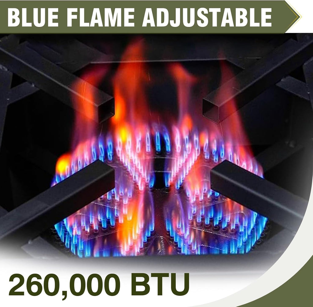 Bestfire 260,000 BTU Outdoor Propane Gas Stove with 0-20 PSI Adjustable Regulator and Steel-Braided Hose for Outdoor Home Cooking and Turkey Frying