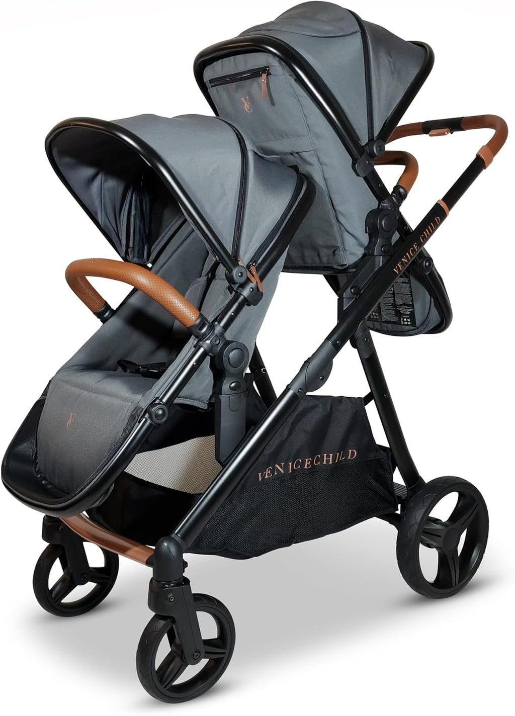 Venice Child Midnight Ventura Single to Double Sit-and-Stand Stroller & 2nd Toddler Seat (Package # 3)