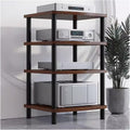 Heavy Duty Audio Video Media Stand - Modern 2/3/4 Tier Stereo Rack for Home Living Room, Durable Electronics Shelf Unit (Dark Brown, 89cm Height)