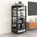 SOBS 5/6/7-Tier AV Media Stand Audio Rack CD Player Stand Stereo Component Storage Cabinet with Height Adjustable Wooden Shelf for Home/Office/Theater, 50x40x131cm (Color : 5 Tier)