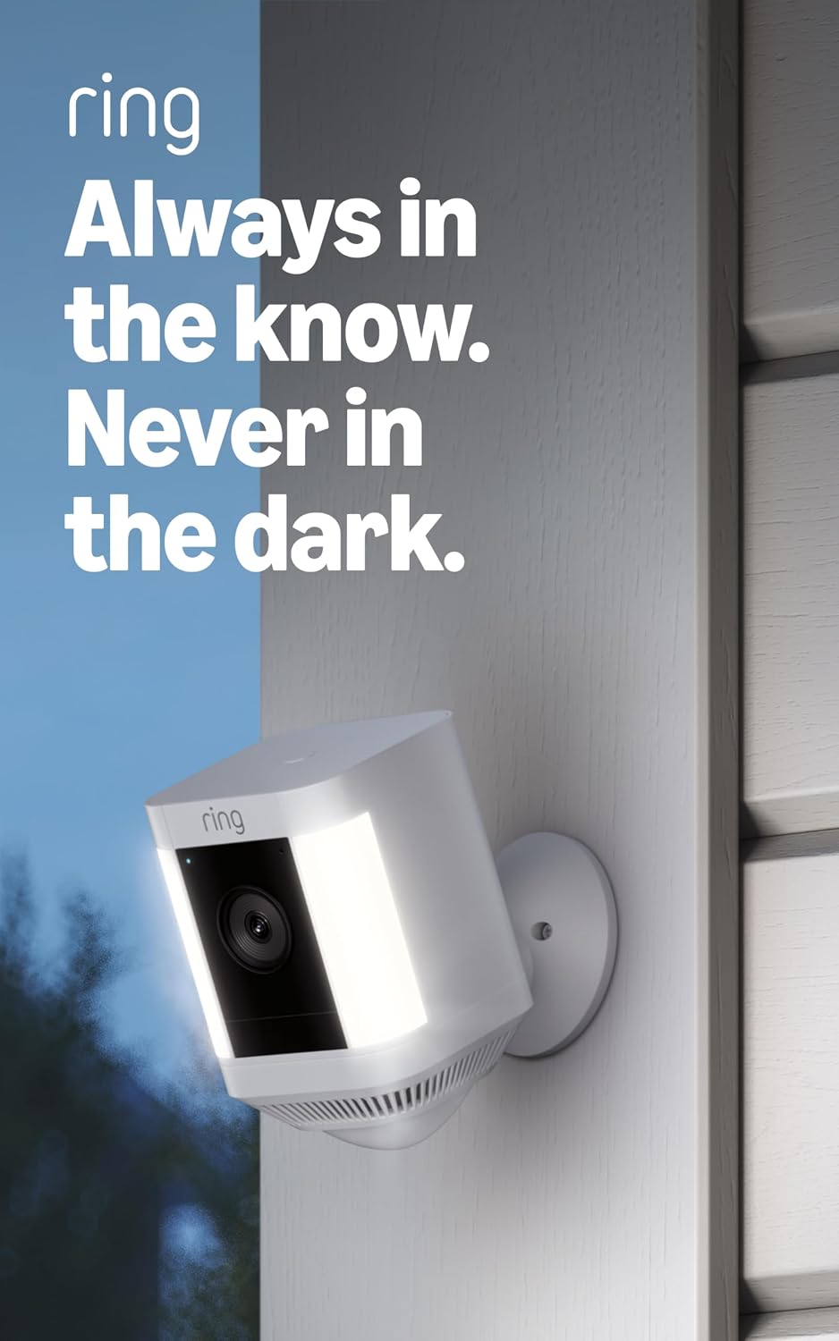 Ring Spotlight Cam Plus, Battery (newest model), Home or business security with HD video, Two-Way Talk, Color Night Vision, and Security Siren, 2-pack, White