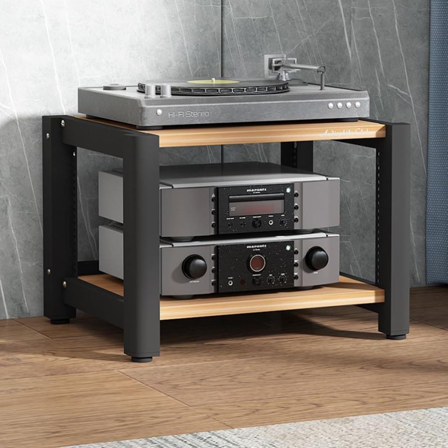 Audio Equipment Rack Cabinet, 5 4 3 2 Tier Av Component Media Stand Stereo Cabinet Audio-Video Tower with Non-Sip Foot Pad, Vertical Printer Holder(Deep Coffee,40cm (15.7in) High)