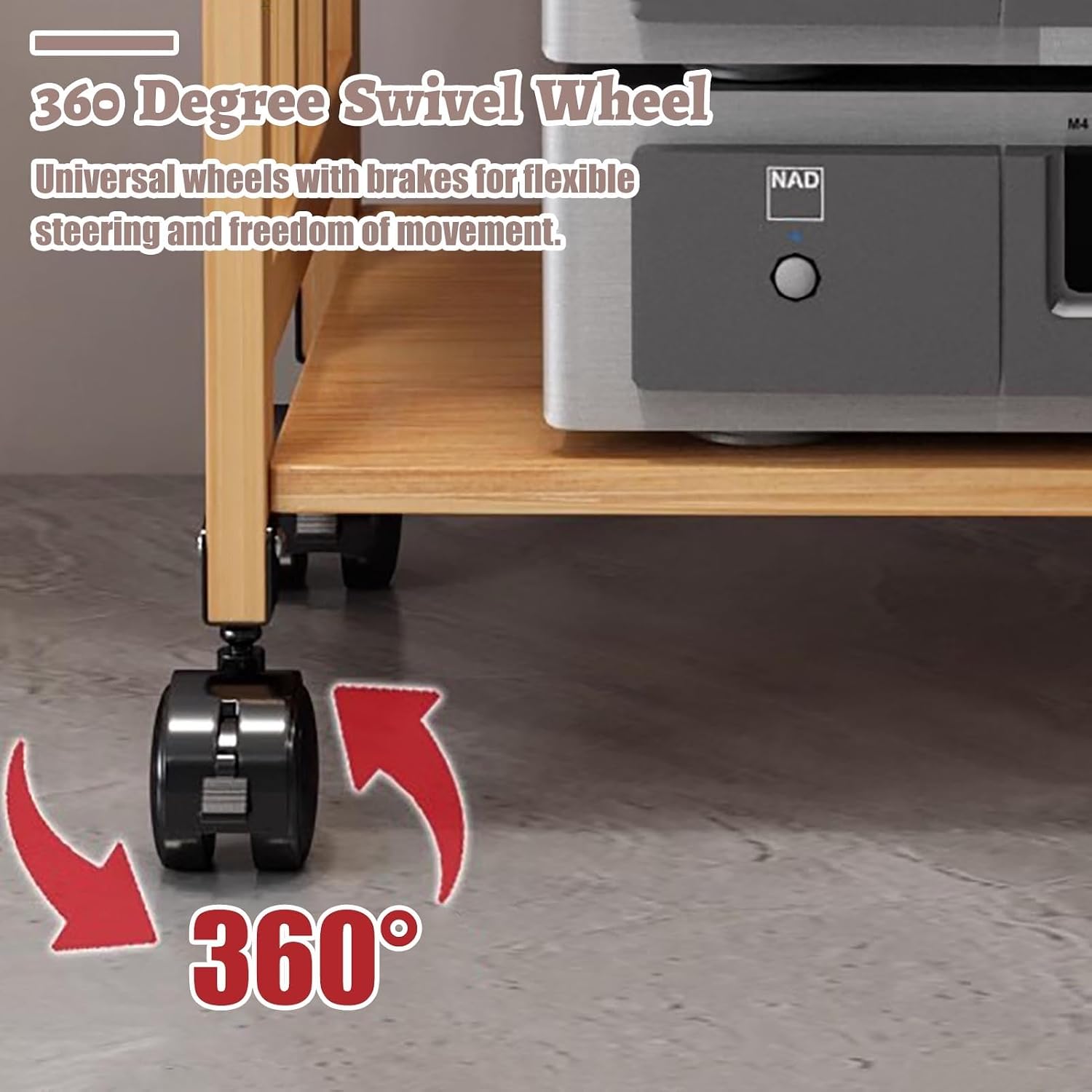 Movable Audio Equipment Cabinet w/Adjustable Shelf, Home Stereo Rack System Complete for Cd Player and Speakers, 1-5 Tier Av Component Stand(Brown,55x123cm)