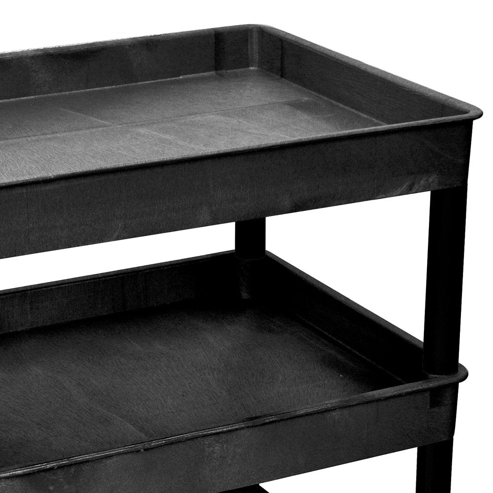 LUXOR TC112-B Large Tub Top/Middle and Flat Bottom Shelf Cart, Caster Wheels with Locking Brake, Assembly Required, 32'W x 24'D x 36.5'H, 133 lbs.