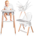 6 in 1 Deluxe Wooden High Chair for Babies & Toddlers, Modern Safe & Compact Baby Highchair, Easy to Clean & Assemble, Removable Tray, 6 Options 3 Seat Positions 2 Heights (Clear)