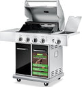 Heavy-Duty 5-Burner Propane Gas Grill - Stainless Steel Grill, 4 Main Burner with 1 side burner, 52,000 BTU Grilling Capacity, Electronic Ignition System, Built-in Thermometer - NutriChef NCGRIL2