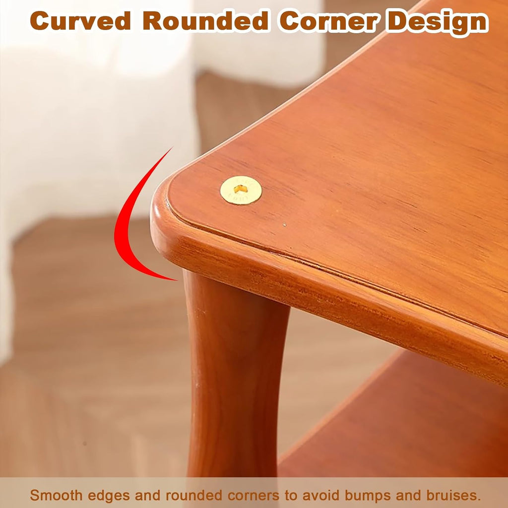 Audio Rack/Record Player Stand with Shock Absorbing Feet, Wooden Stereo Cabinet Media Stand Corner Shelf, TV Box/WiFi Router/Audio Equipment Organizer