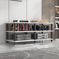 4-Tier Corner AV Media Stand - Light White Stereo Rack for Audio/Video Components, Game Consoles, Entertainment Storage, Modern Design (120x40x50cm)