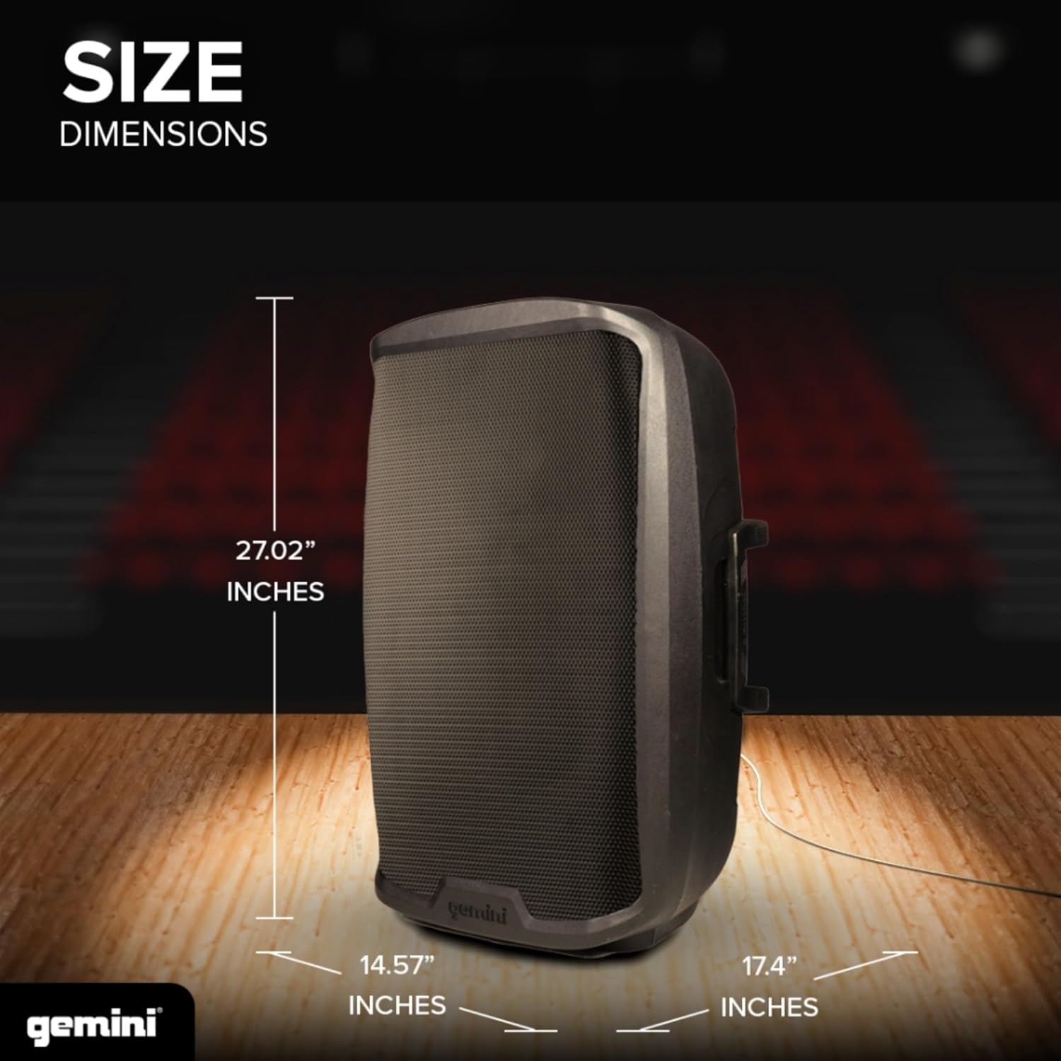 Gemini 120W Bluetooth PA Speaker with Stand – 15' Powered Loudspeaker with USB, SD, FM, Mic Input, EQ & Tripod – Pro Audio for DJs, Events, Parties & Live Shows (AS-2115BT-PK)