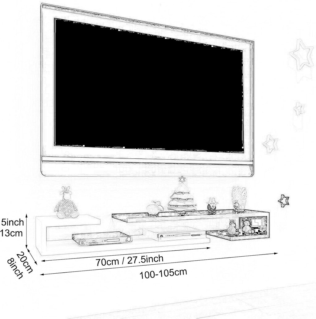 Wall Shelf Wall Mounted TV Cabinet Floating Shelf TV Stand TV Console Audio-Visual Equipment Shelves Set-top Box WiFi Router CD DVD Media Storage Shelf Bedroom Living Room Office TV Bracket