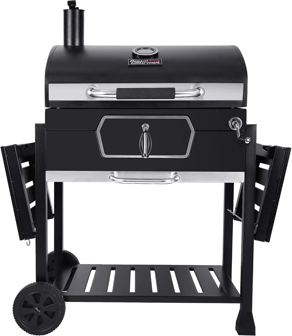 Royal Gourmet CD2030AC Deluxe 30-Inch Charcoal Grill with Cover, Large BBQ Grill with Collapsible Side Tables for Outdoor Picnic Camping Patio Backyard Cooking, Black