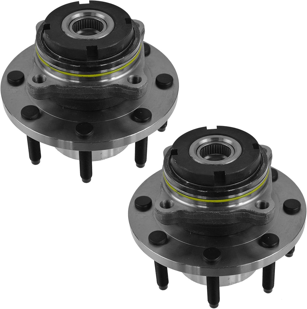 TRQ Front Driver and Passenger Side Wheel Bearing and Hub Assembly Set 2 Piece Compatible with 2000-2001 Ford F-250 Super Duty 4 Wheel Drive 2 Wheel ABS Brakes Single Rear Wheels SRW