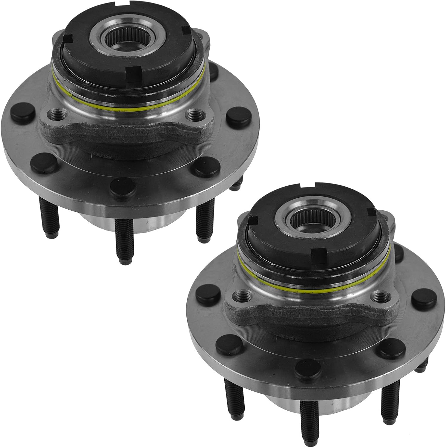 TRQ Front Driver and Passenger Side Wheel Bearing and Hub Assembly Set 2 Piece Compatible with 2000-2001 Ford F-250 Super Duty 4 Wheel Drive 2 Wheel ABS Brakes Single Rear Wheels SRW