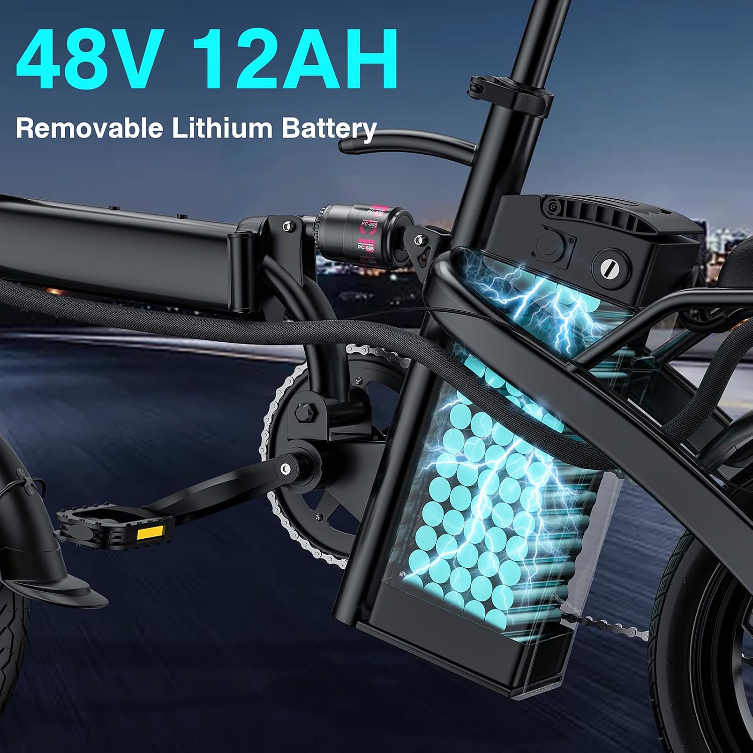 LELEKUAI Electric Bike for Adults and Teens, 520W-560W Motor, 20-24MPH, 32 Miles Range, 48V 10Ah Battery, 3-Level Pedal Assist, 14' Foldable Mini Electric Bicycle, UL 2849 Certified