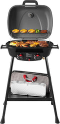 Royal Gourmet GT2003 Portable 2 Burner Propane Gas Grill with Stand and Warming Rack, 2-in-1 Grill Griddle Combo with 17,000 BTUs Output forCamping, Tailgating, Backyard, Gray