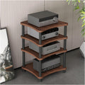 High Performance Walnut Audio Rack 4 Tier HiFi Amplifier Stand Modern AV Media Shelf Corner DVD Display Case Stylish Audio Video Furniture