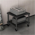 Audio Rack Stereo Rack Mobile Audio Equipment Rack Wooden Audio Rack Cabinet HiFi Rack with Wheels Audio Component Rack Durable(Nero,2 Tier)