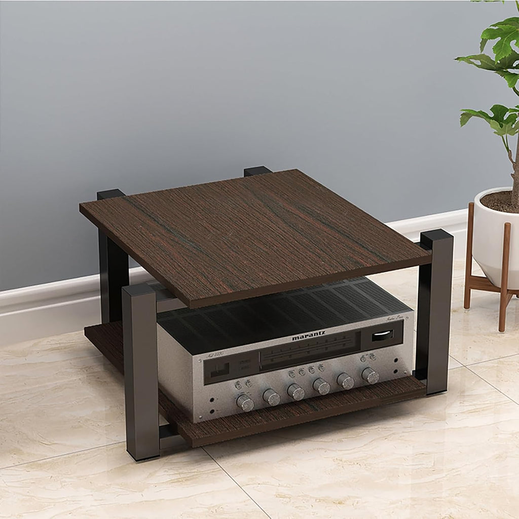 Audio Rack AV Media Stand Media Audio Tower Cabinet 2/3/4 Tier Audio Rack, for Entertainment Stereo Racks Component Storage and Collection Display(Brown,25cm/9.8in)