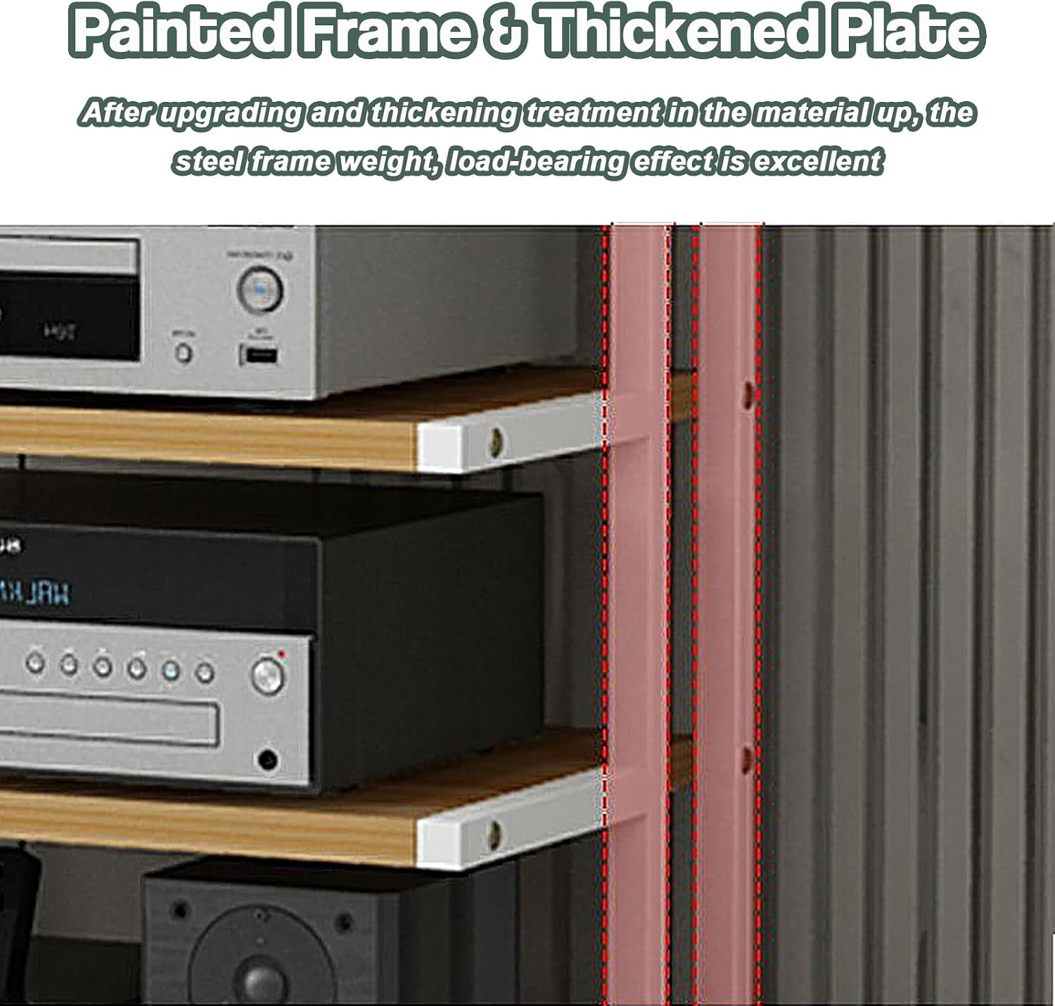 Movable AV Media Stand, 5-Tier Audio Rack & Entertainment Center Storage Cabinet, Modern Stereo Cabinet for Home Theater, Natural Finish, Stylish Media Shelving