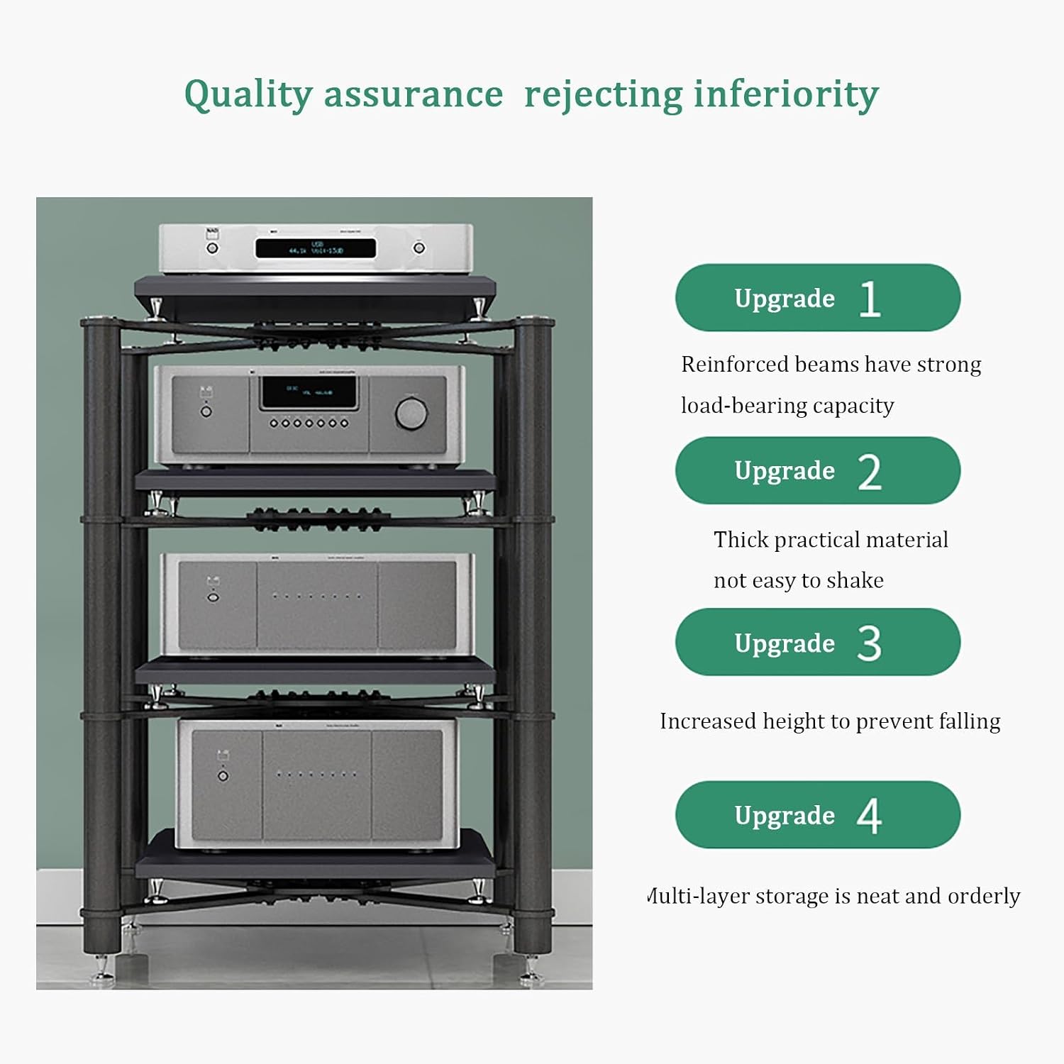Modern AV Media Stand, Corner Audio Rack, Open Entertainment Center, Metal Frame Storage Cabinet, Shock-Absorbing Video Stand, 1 Tier, Silver, 70x70x15CM, Stylish Home Decor
