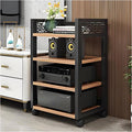Modern AV Media Stand - Open Stereo Rack Storage Cabinet, Corner Shelf for Audio-Video Equipment, Ideal for Recording Room, Office, Home Theater, Light Walnut Finish (34.6in)